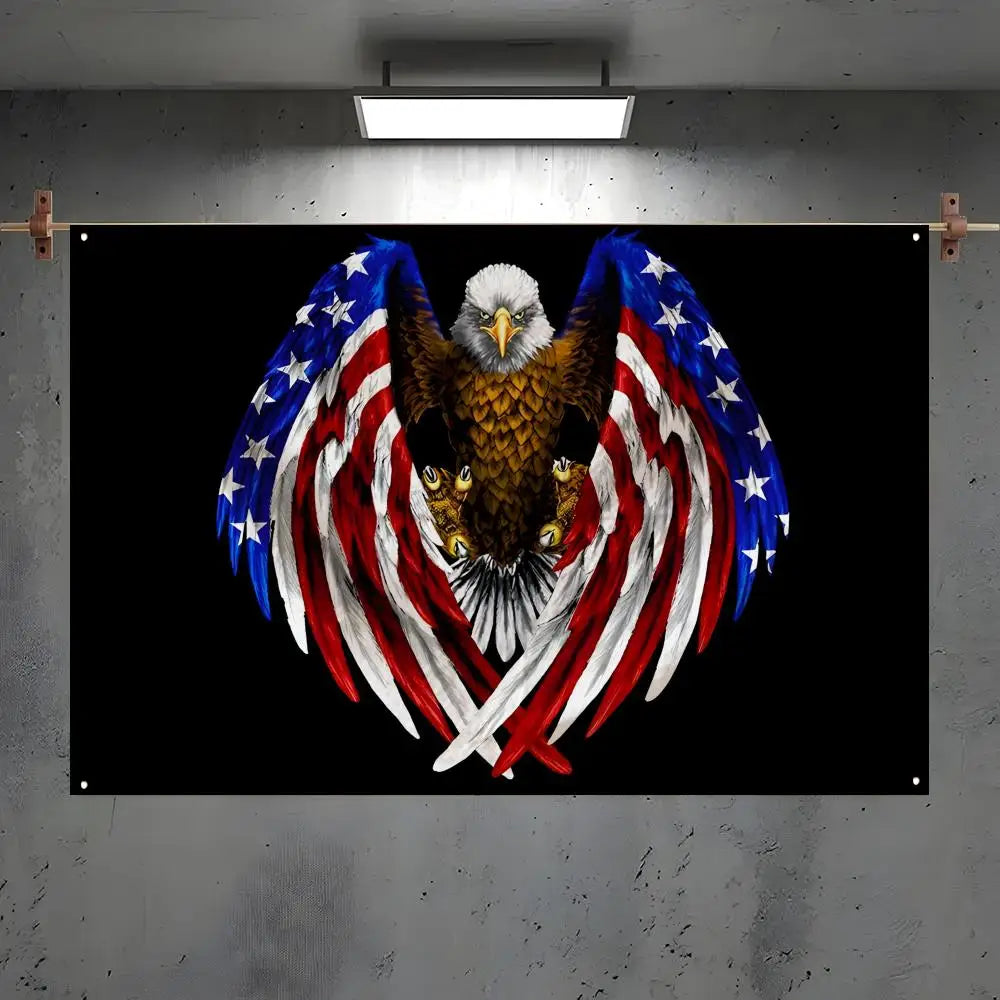 Eagle & God Pattern Flag – Wall Banner for Home & Outdoor Events Decorative Flag Banner Axl White4 100x150cm