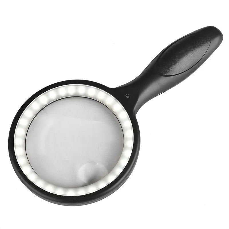 135mm LED Handheld Magnifier – Rechargeable 2x/13x Loupe Illuminated Magnifier Axl black 135mm