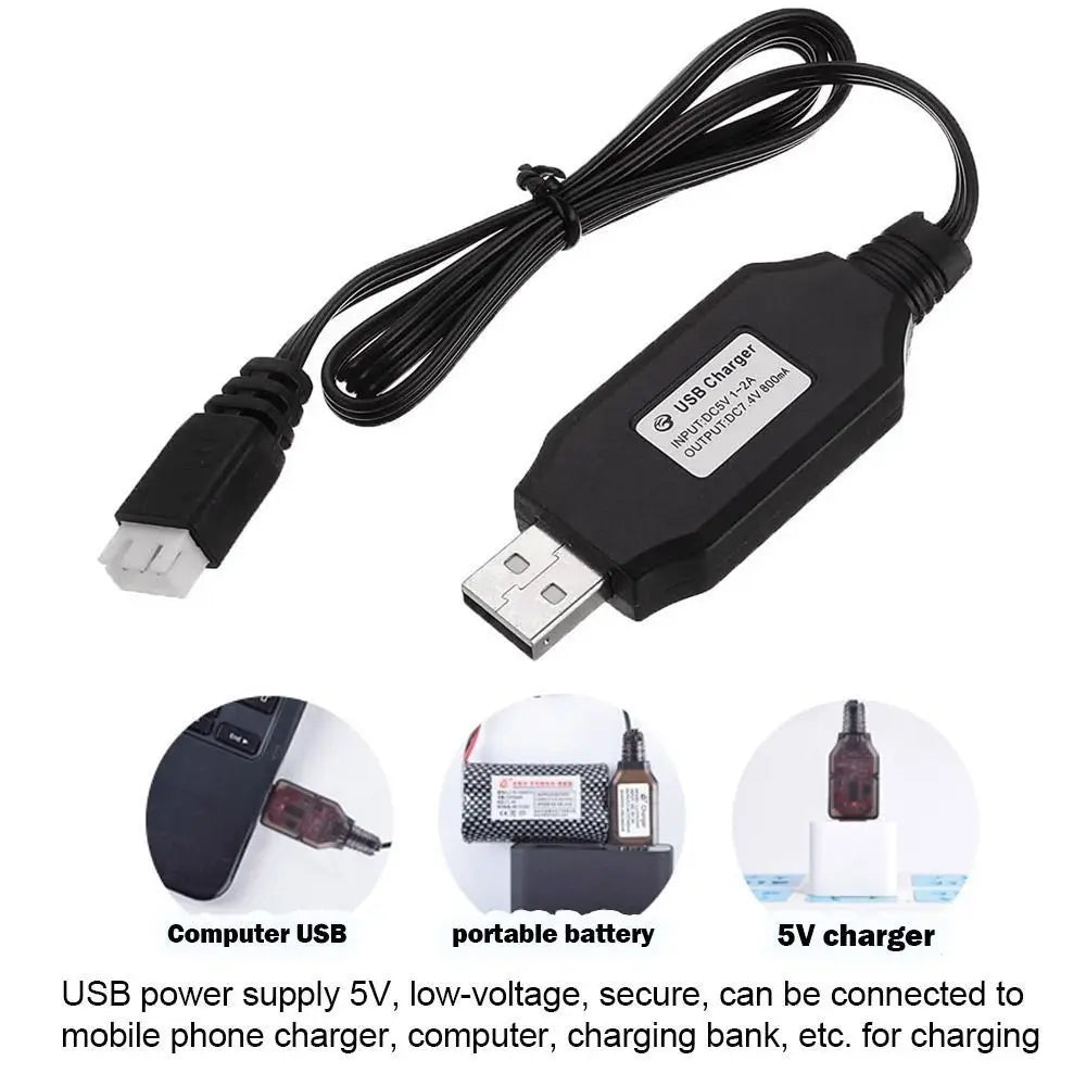 USB Battery Charger Cable 3.7V–11.1V | XH PH SM RC Hobby RC Battery Charger Axl