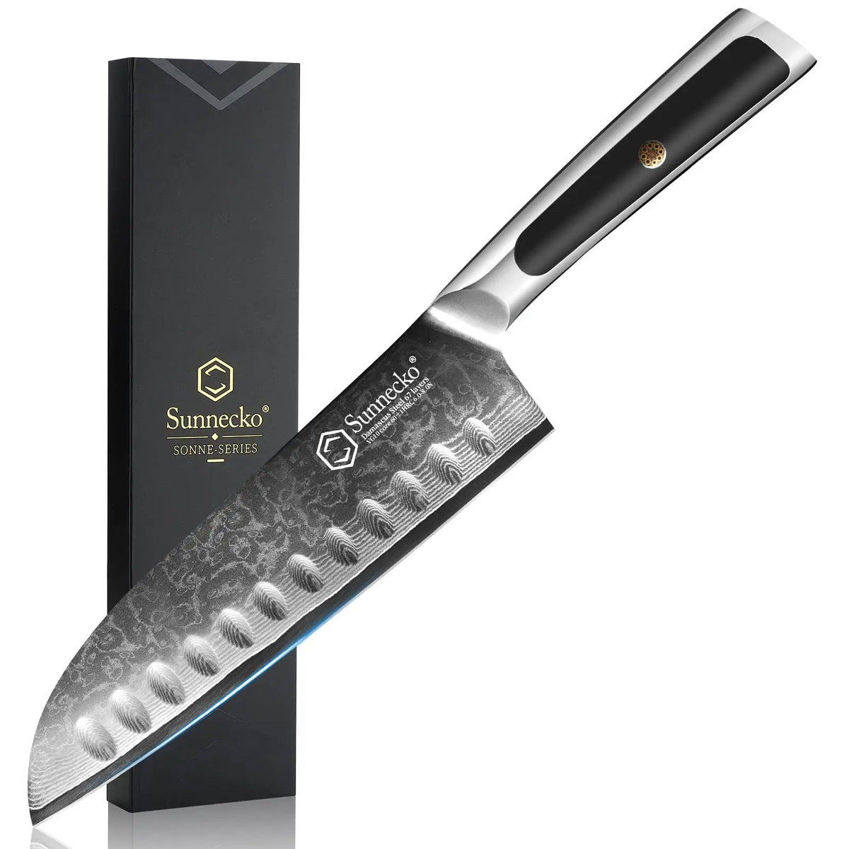 Sunnecko Damascus Kitchen Knife Set | VG10 Core 67-Layer Steel Damascus Kitchen Knife Set Axl 7 Inch Santoku Knife China Mainland