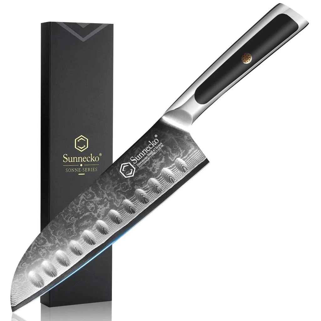 Sunnecko 7" Damascus Steel Santoku Knife – 67-Layer Japanese Damascus Santoku Knife Axl China Mainland 8 inch