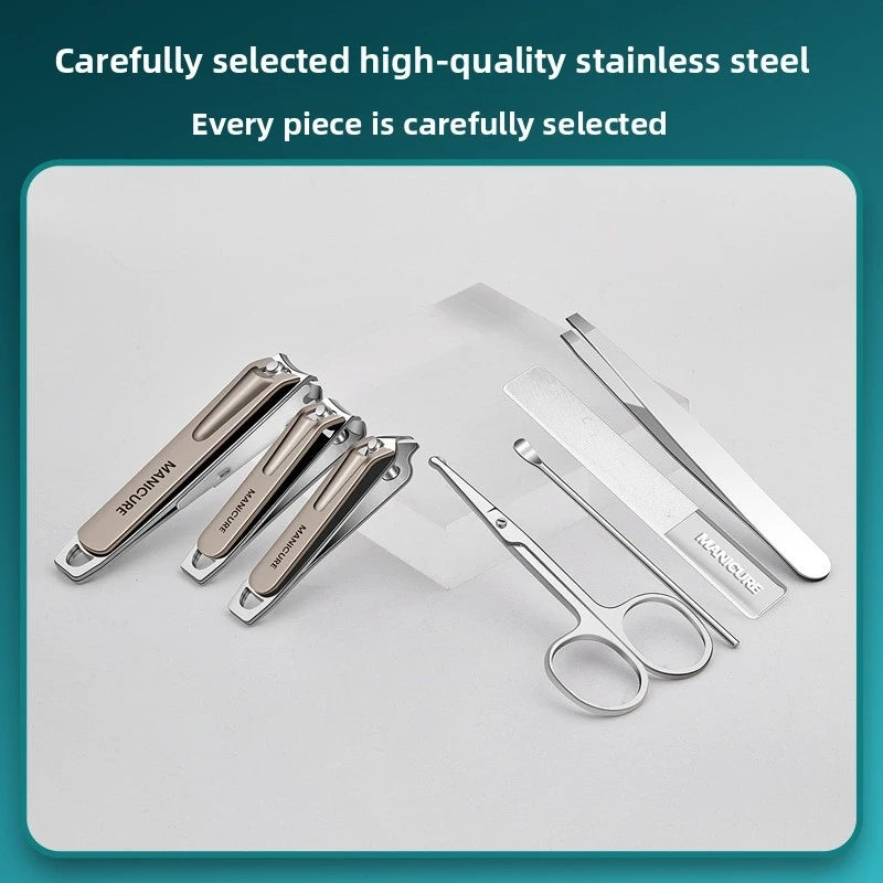 Stainless Steel Manicure Set – Portable Nail Care Kit & Bag Manicure Set Axl