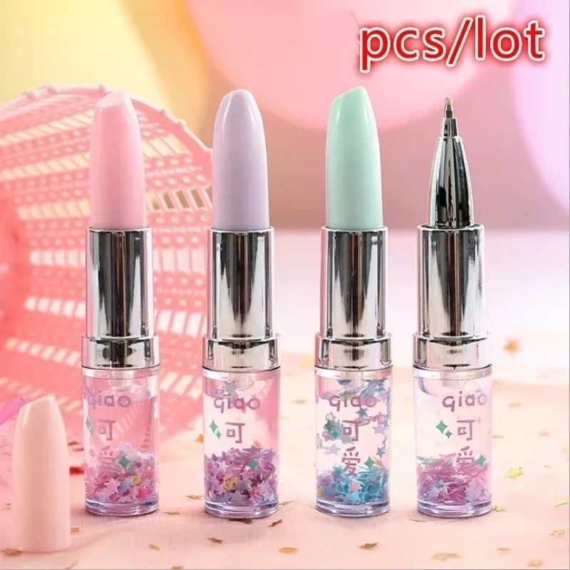 Lipstick Gel Pens 4-Pack | Novelty Quicksand Pens for Students Novelty Gel Pens Axl