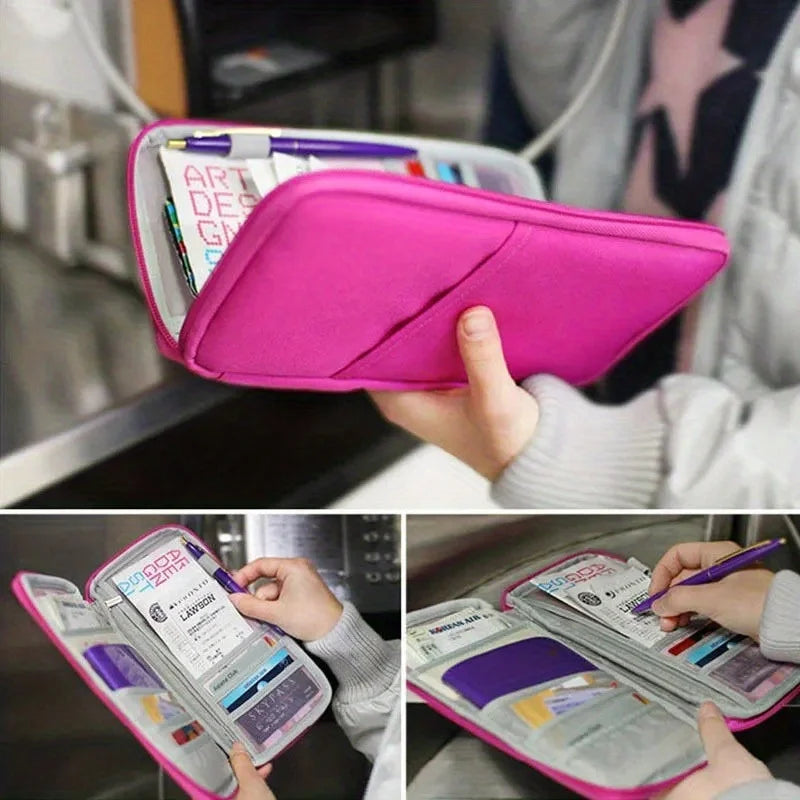 Travel Wallet Passport & Card Organizer – Multifunction Clutch Travel Passport Wallet Axl