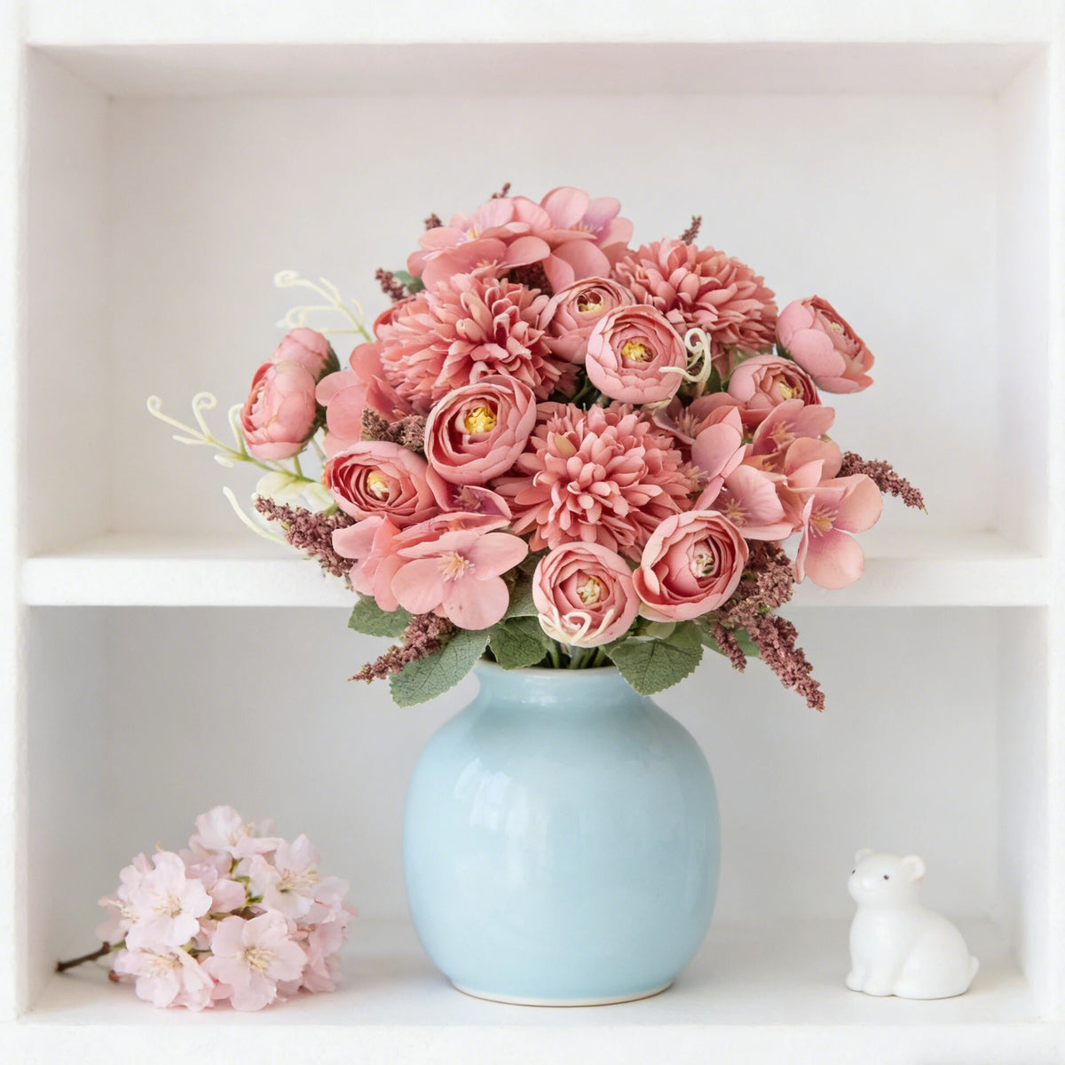 Silk Hydrangea Rose Bud Artificial Flowers – Wedding & Home Décor Artificial Silk Flowers Axl