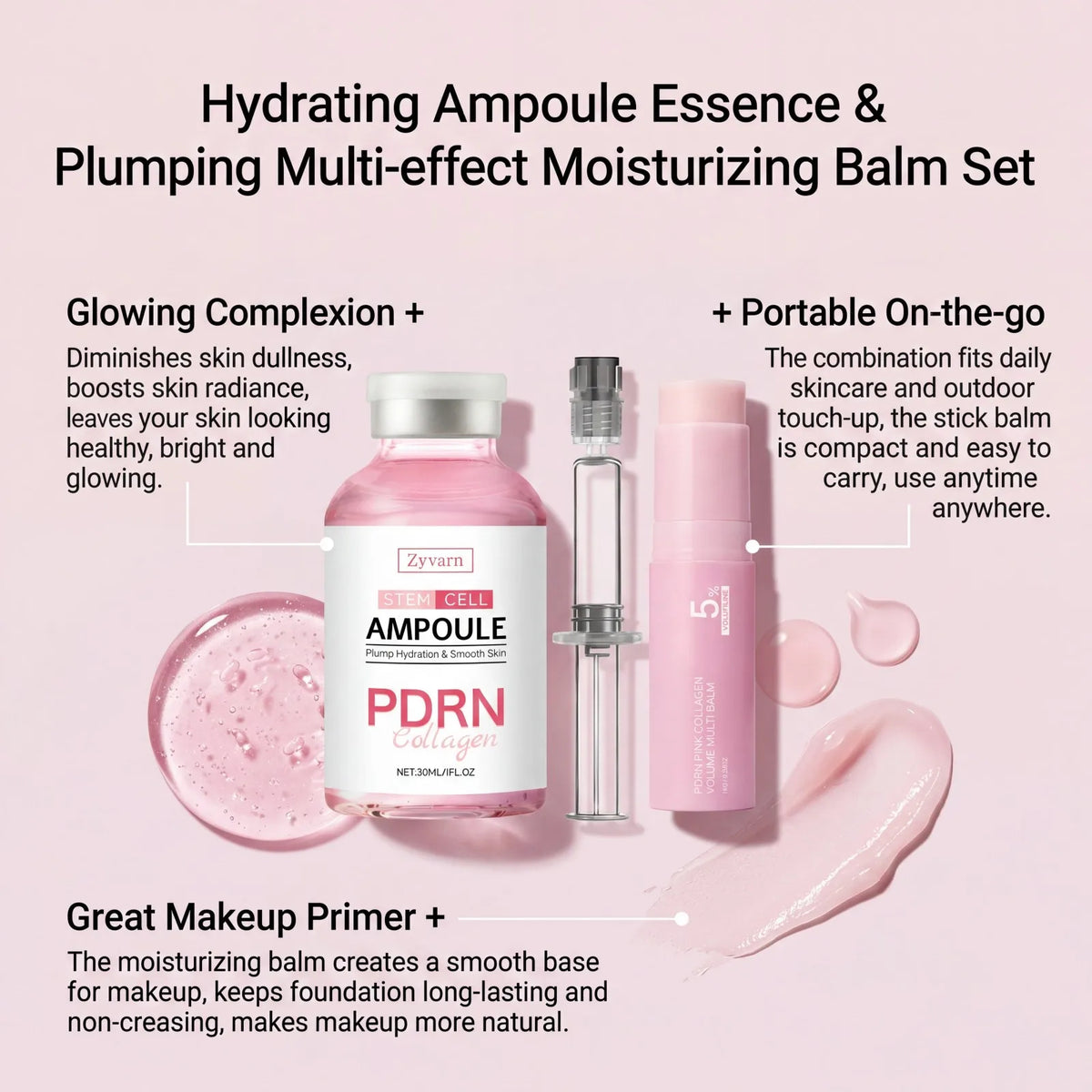 PDRN Collagen Ampoule & Plumping Balm Set – Hydrating Skincare Skincare Ampoule Set Axl
