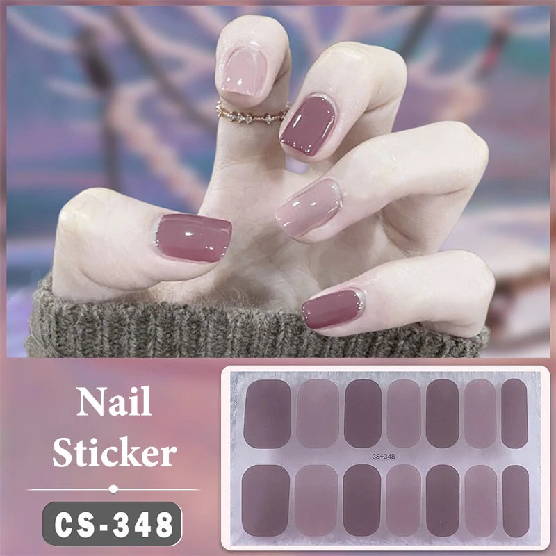 Waterproof Full Cover Nail Wraps – No-Lamp Nail Stickers 14pc