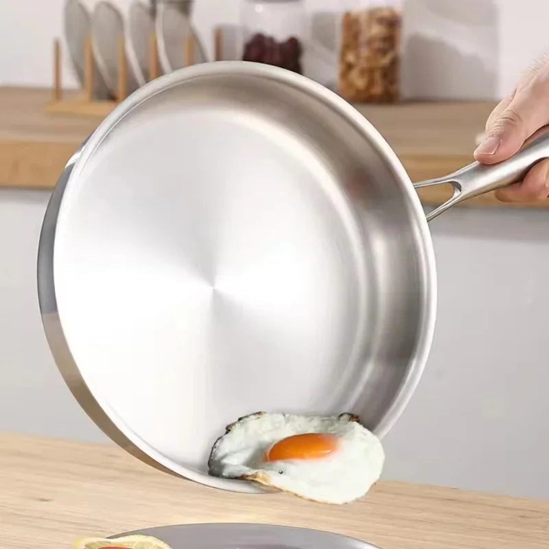304 Stainless Steel Uncoated Frying Pan – Gas & Induction Stainless Steel Frying Pan Axl