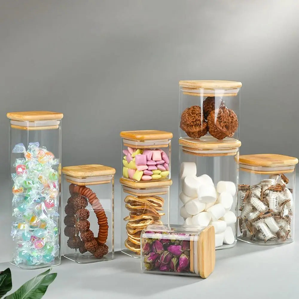 Glass Storage Jars with Bamboo Lid – Airtight Spice & Snack Jars Glass Storage Jar Axl
