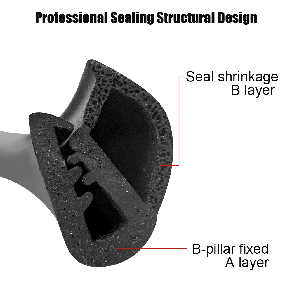 EPDM Car Door Weatherstrip B Pillar Seal Strip 2Pcs Car Door Seal Strip Axl