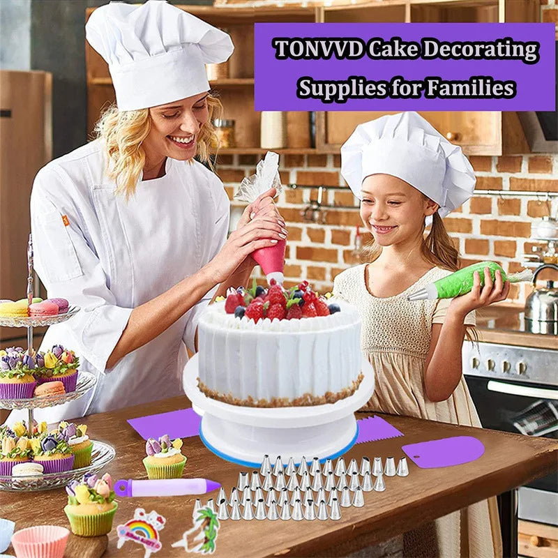 492-Piece Cake Decorating Kit – Turntable, Tips & Tools Cake Decorating Kit Axl