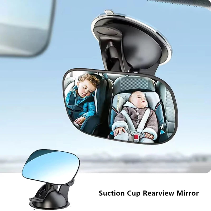 2-in-1 Baby Car Mirror – Wide Angle Convex Rearview Safety Baby Car Mirror Axl Black