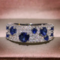 Huitan Women's CZ Bridal Wedding Band Ring – Blue & White Wedding Band Ring Axl Q231 8