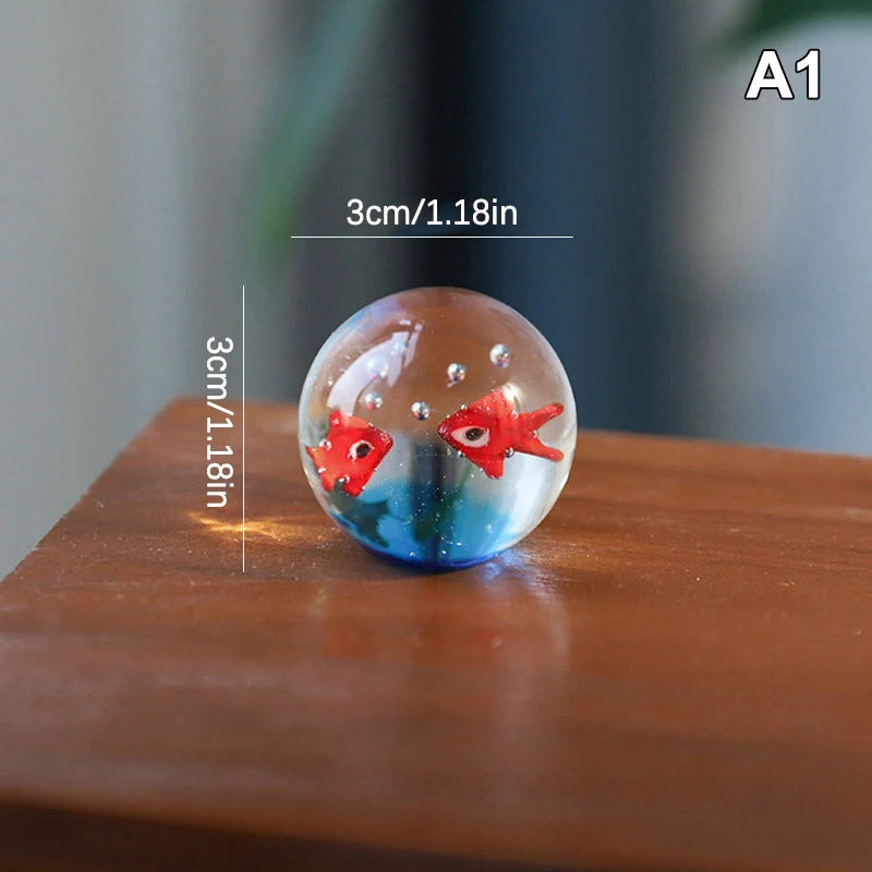 Mini Glass Fish Figurine – Handcrafted Pocket Fish Sculpture Decor Glass Figurine Axl A1