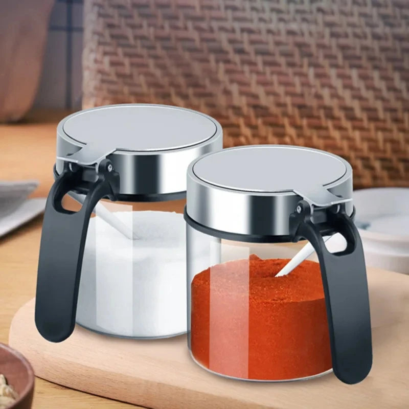 Glass Spice Jar with Stainless Steel Lid & Spoon | KEMORELA Glass Spice Jar Axl