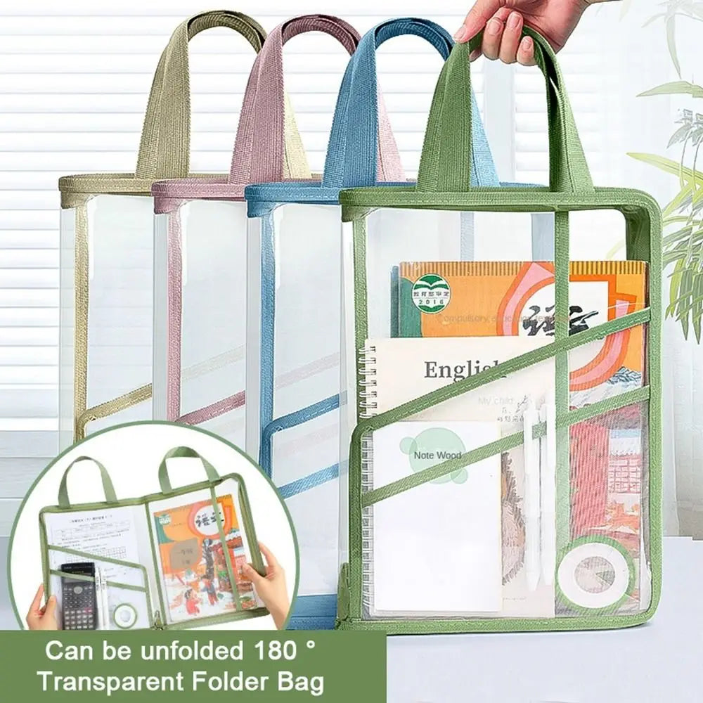 4-Layer Mesh Zipper Pouch – Transparent PVC Document Bag Document Organizer Bag Axl