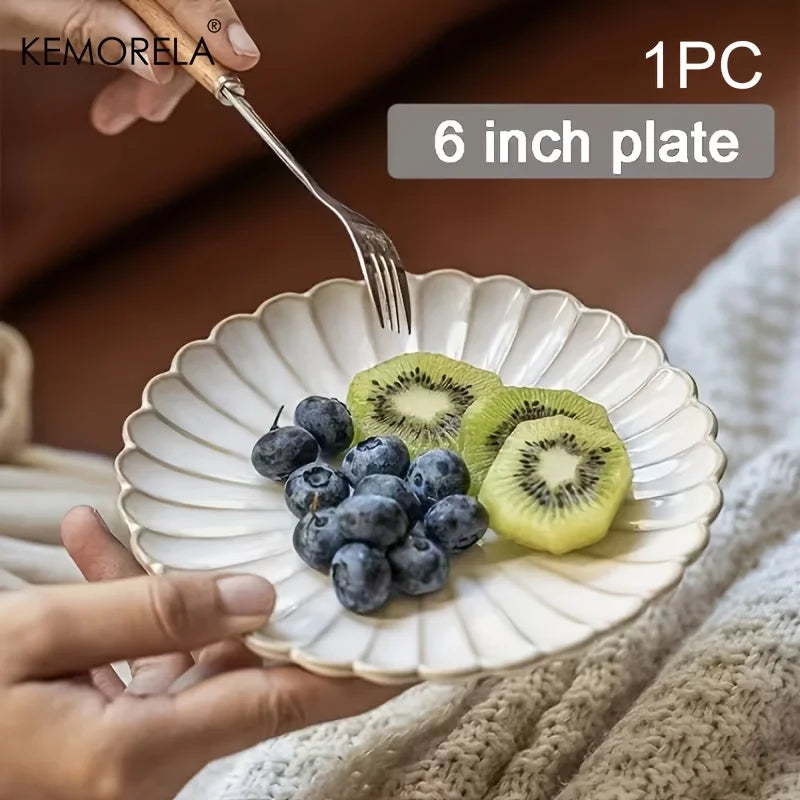 Nordic Ceramic White Glaze Dinner Plates & Bowls Set | KEMORELA Ceramic Tableware Set Axl 1PCS