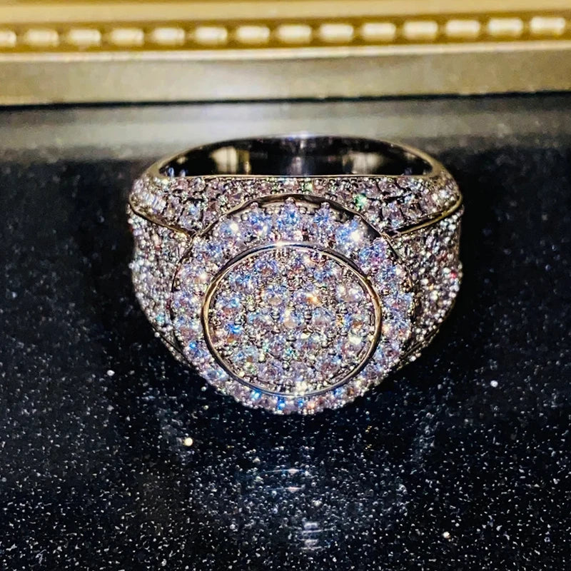 Huitan Women's Cubic Zirconia Pave Ring – Sparkling Party Band Fashion Ring Axl