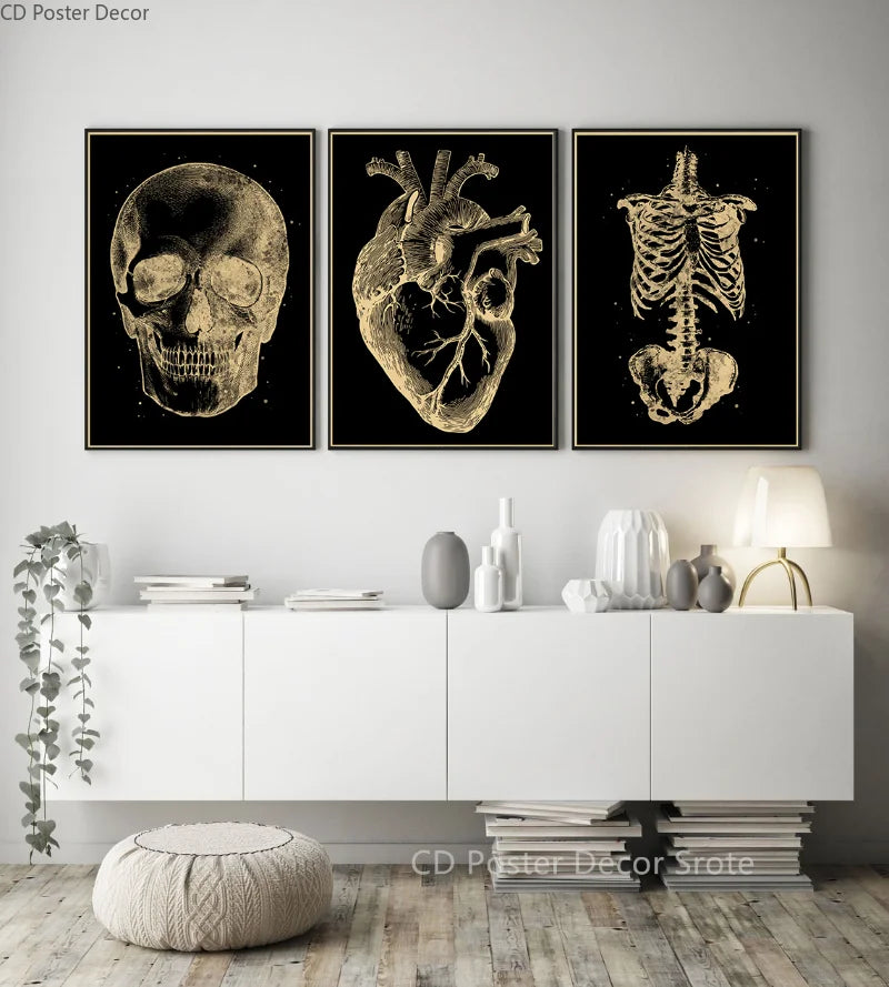 Vintage Anatomy Chalkboard Poster – Skull & Skeleton Wall Art Wall Art Poster Axl