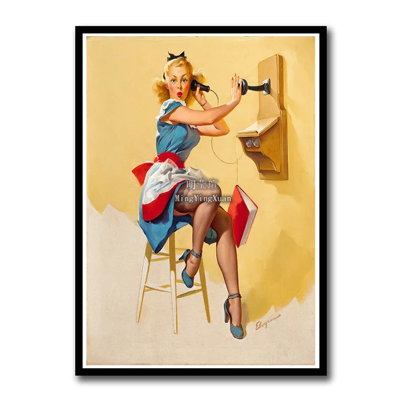 WWII Retro Girl Movie Poster – Vintage Wall Art Home Decor Retro Wall Poster Axl 2 42x30cm