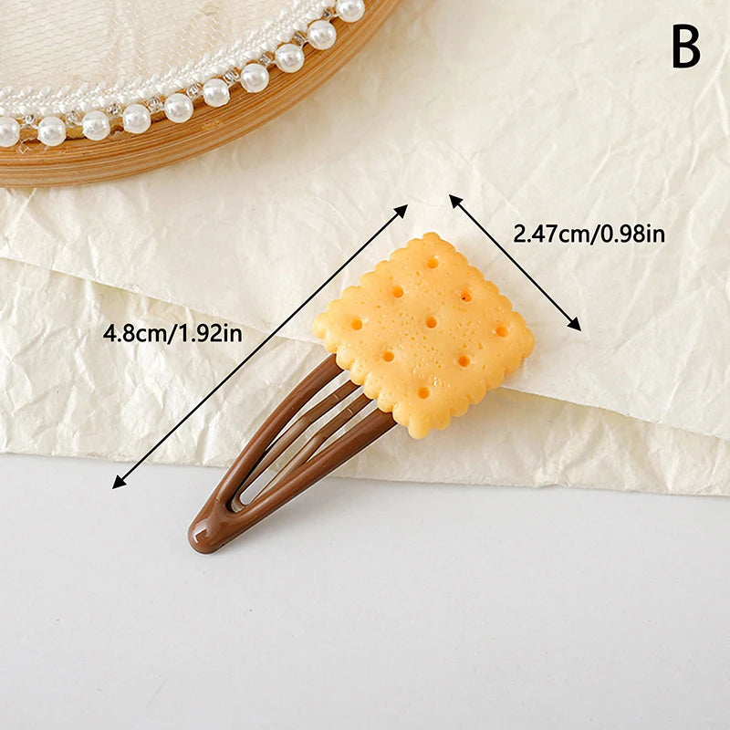 Kawaii Cookie Hair Clips – Cute Biscuit Barrettes 1 or 4 Pcs Hair Clip Barrette Axl B
