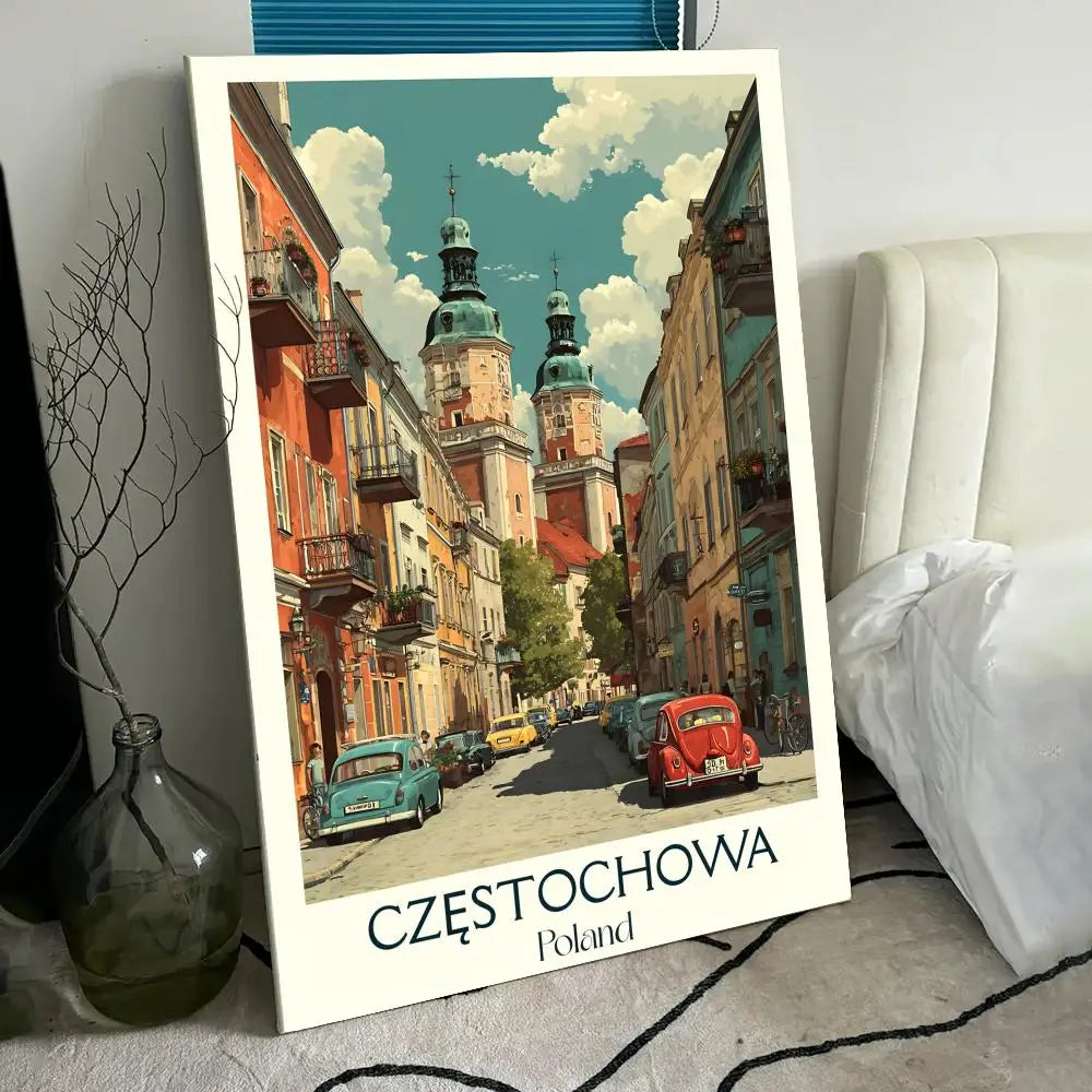 Vintage Poland City HD Canvas Wall Art – Unframed Poster Canvas Wall Art Axl