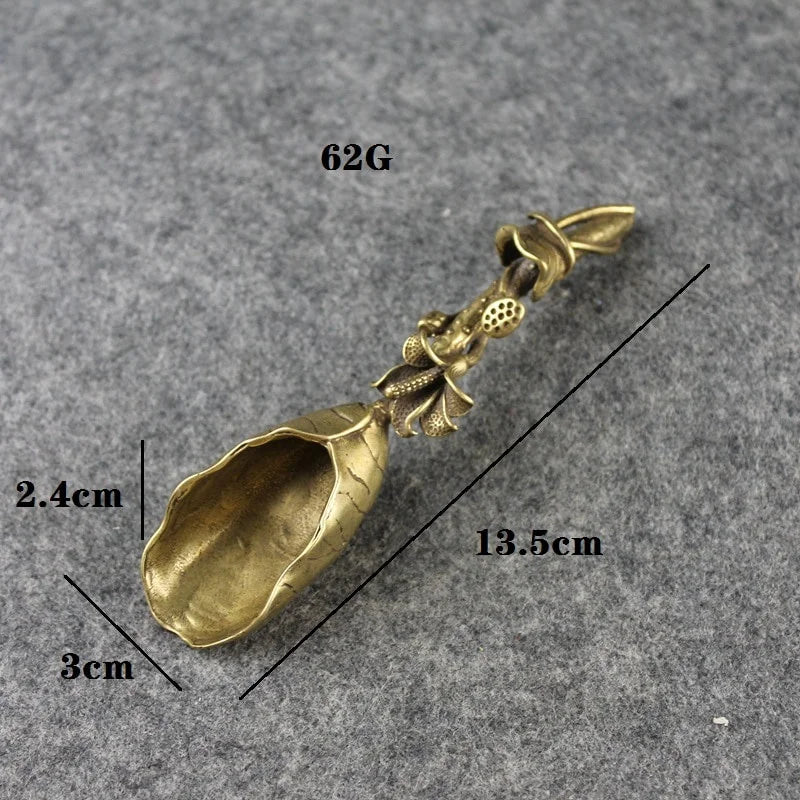 Pure Copper Tea Scoop – Lotus Bamboo Coffee Spoon Set Tea Scoop Spoon Axl