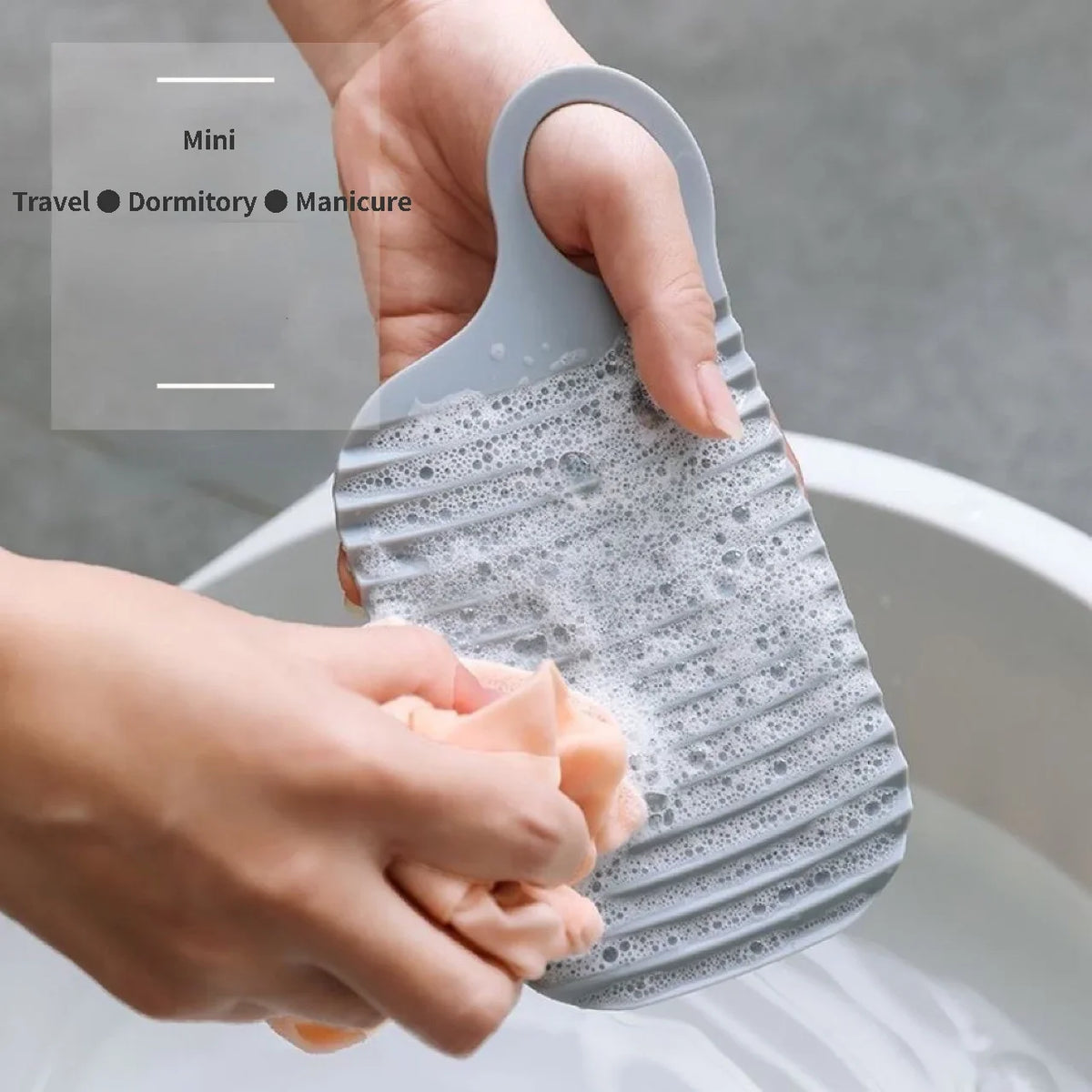 Mini Portable Washboard with Hook – Non-Slip Silicone Rubber Laundry Washboard Axl