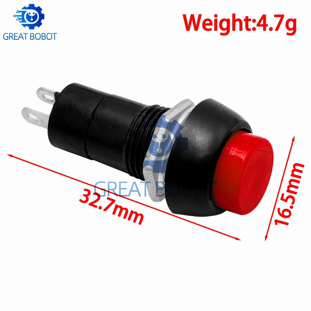 12mm Push Button Switch 2-Pin Momentary Self-Lock ON/OFF 3A 150V Push Button Switch Axl