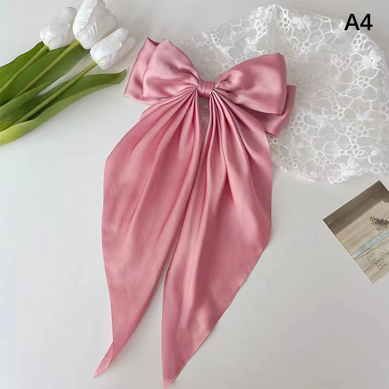 Satin Bow Hair Clip – Elegant Ribbon Barrette for Women Bow Hair Barrette Axl Pink