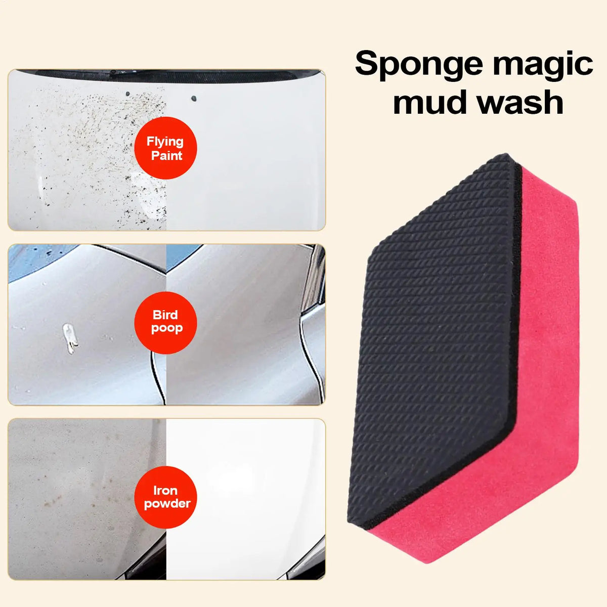 Magic Clay Bar Sponge Pad – Car Wash Contaminant Remover Car Detailing Pad Axl