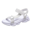 Women's Colorful Platform Roman Sandals | Velcro Beach Flats Women's Platform Sandals Axl White 36