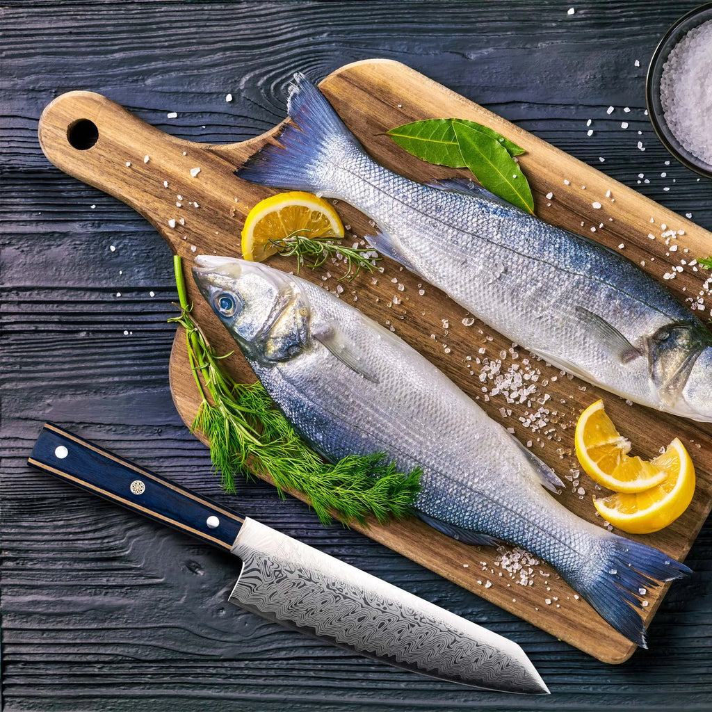 Damascus Santoku Chef Knife 8" – Sharp Pakka Wood Handle Santoku Chef Knife Axl