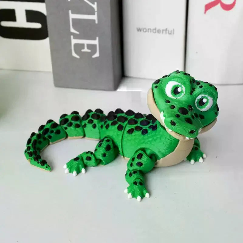 3D Printed Crocodile Toy – Movable Joints Desk Statue Articulated Animal Figure Axl