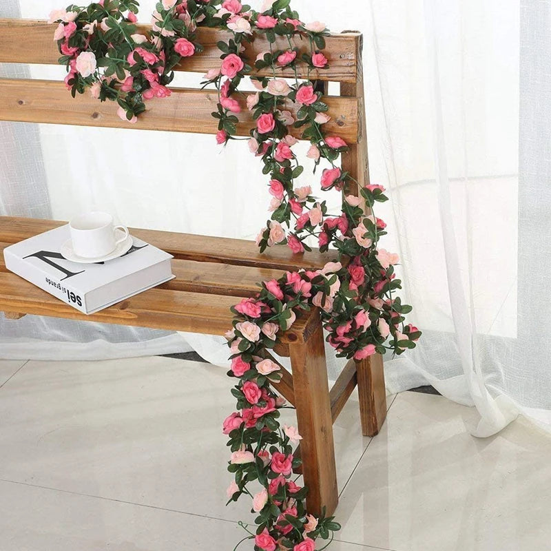 Rose Artificial Flower Vine Garland – Silk Wedding & Home Decor Artificial Flower Garland Axl