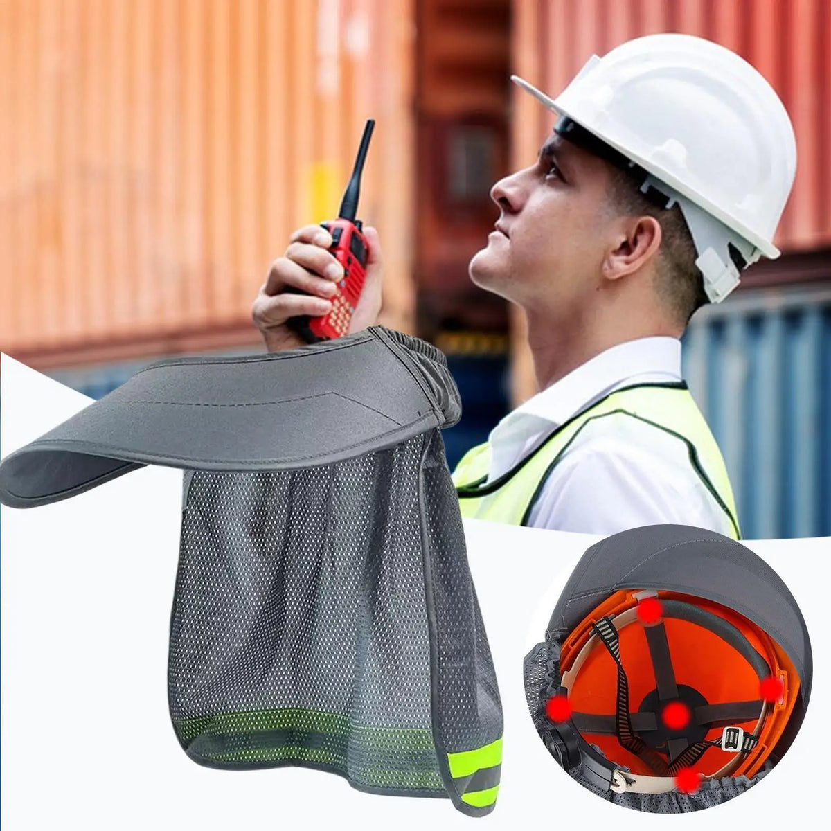 Hard Hat Sun Shade Visor with Reflective Strip | Helmet Attachment Helmet Sun Shade Axl