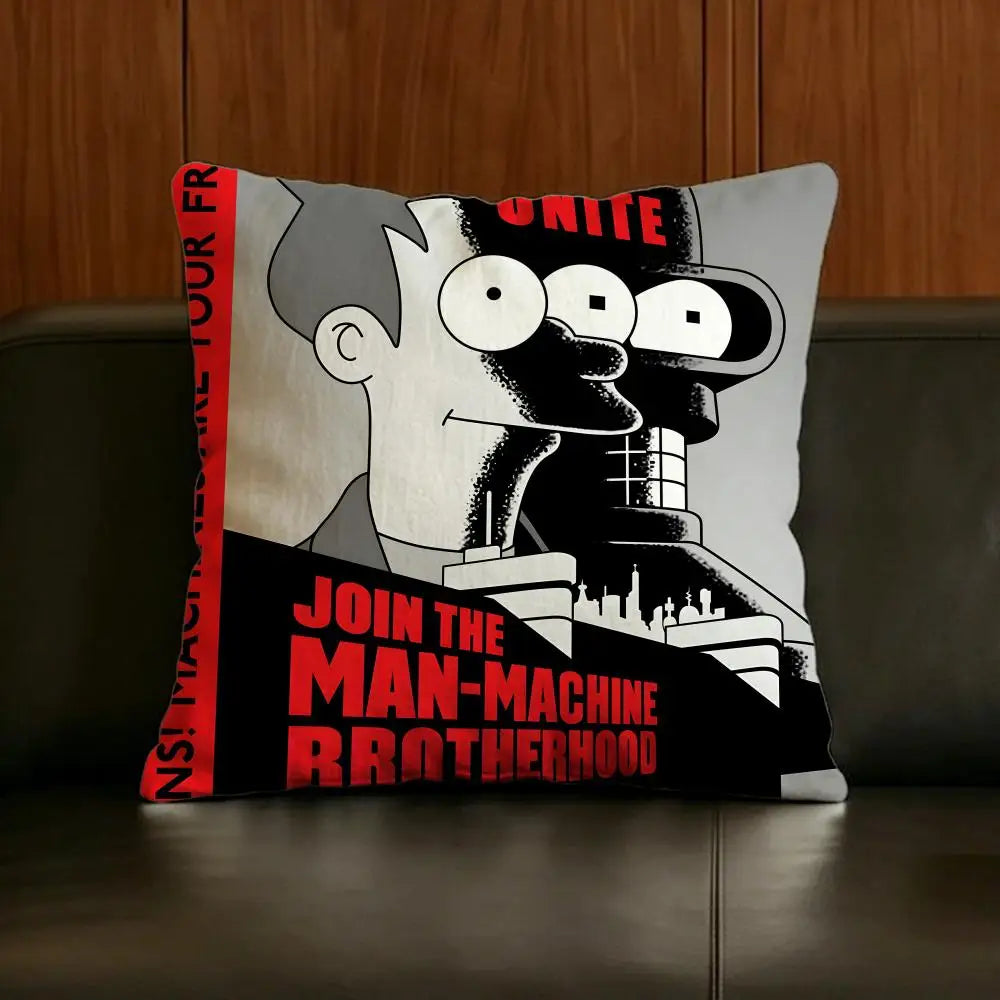 Futurama Bender Linen Cushion Cover | Sofa & Bedroom Decor Decorative Cushion Cover Axl White1 40X40cm