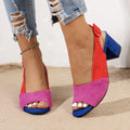 Women's Roma Square Heel Sandals – Open Toe Pumps Plus Size Square Heel Sandals Axl purple red 37