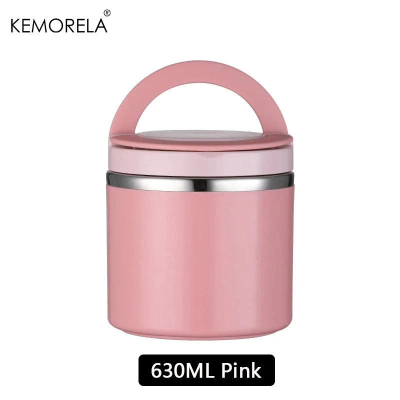 KEMORELA Insulated Food Jar 630ml/1000ml – Stainless Thermos Insulated Food Jar Axl Pink-630ml