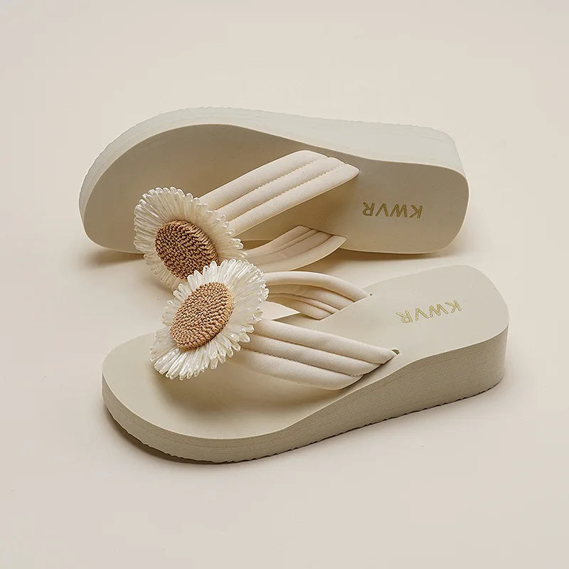 Women's Floral Wedge Platform Slippers – Breathable Beach Slides Wedge Platform Slippers Axl