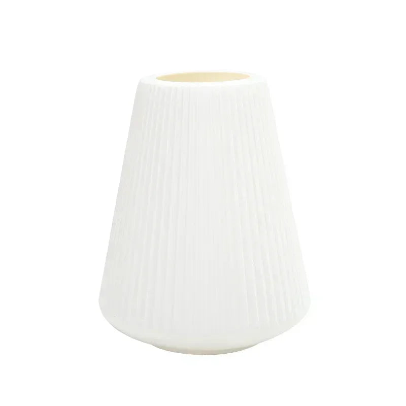 Nordic European Plastic Vase – Hydroponic Flower Pot Decor Decorative Vase Axl Milk White