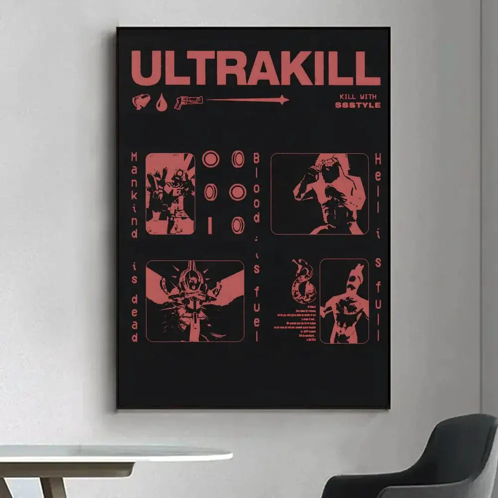 ULTRAKILL Game Poster – HD Waterproof Sticky Wall Art Decor Game Art Poster Axl