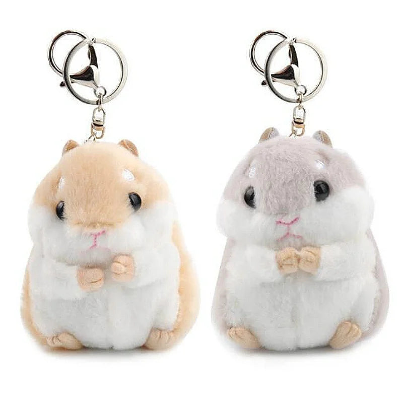 Kawaii Hamster Keychain – Fluffy Faux Fur Pompom Bag Charm Novelty Keychain Axl