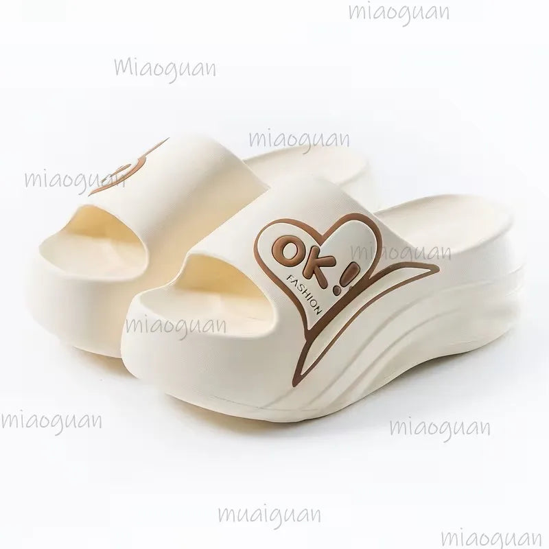 Women's 6CM Wedge EVA Platform Slippers – OK Print Slides Wedge Platform Slippers Axl