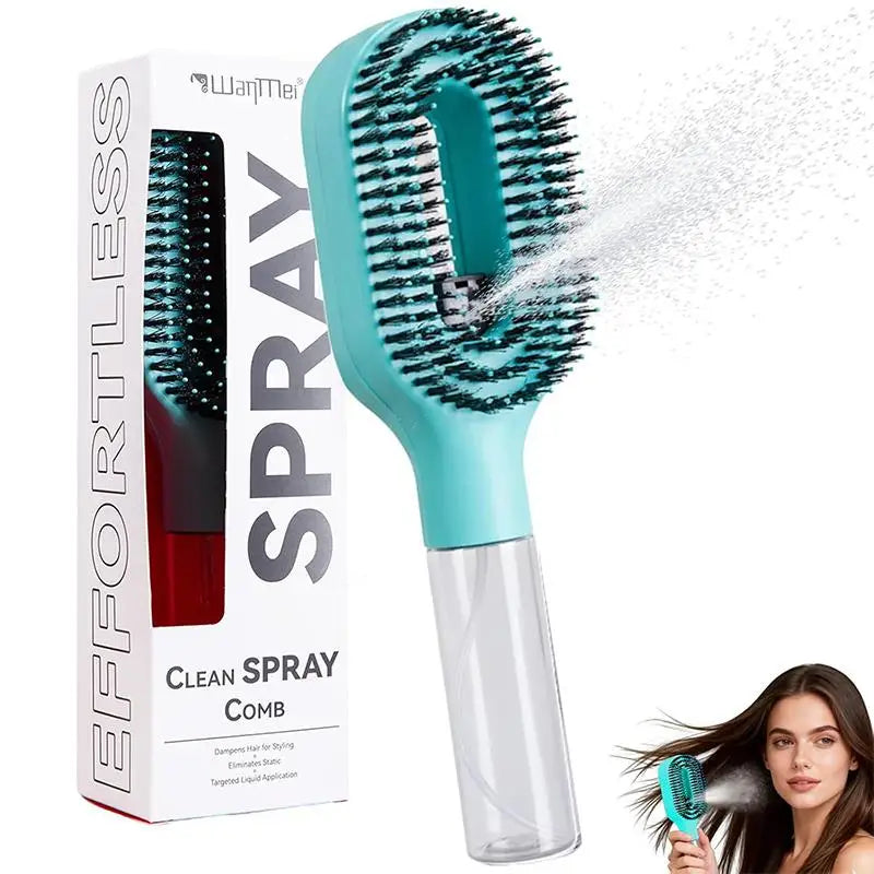 2-in-1 Detangling Spray Hair Brush with Refillable Mist Tank Spray Detangling Brush Axl A3