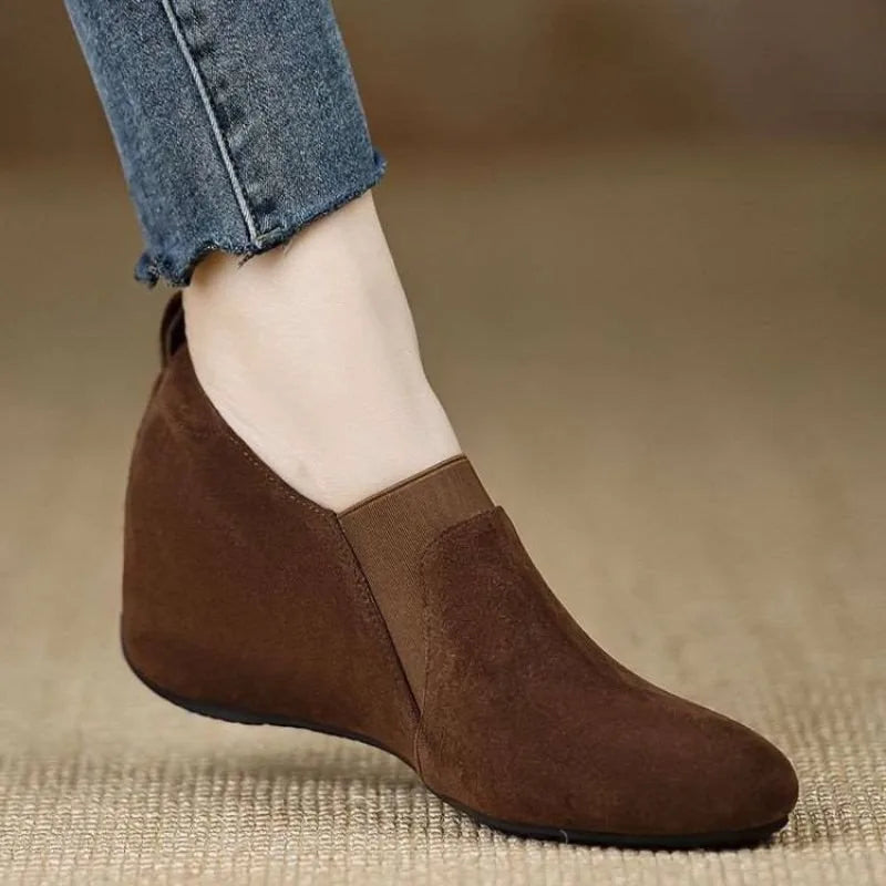 Women's Wedge Slip-On Shoes – Vintage Suede Height Increase Wedge Slip-On Shoes Axl
