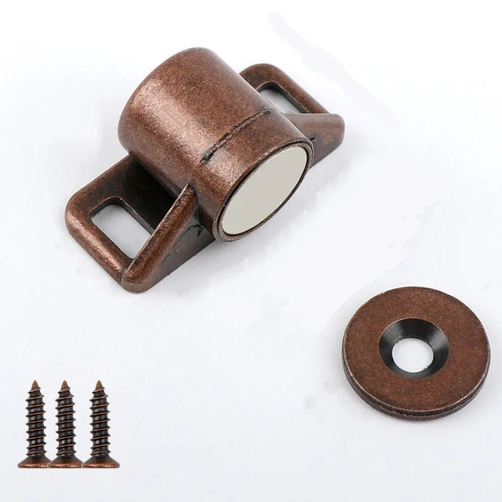 Magnetic Door Stopper – No-Drill Zinc Alloy Cabinet Latch Magnetic Door Stopper Axl Red copper