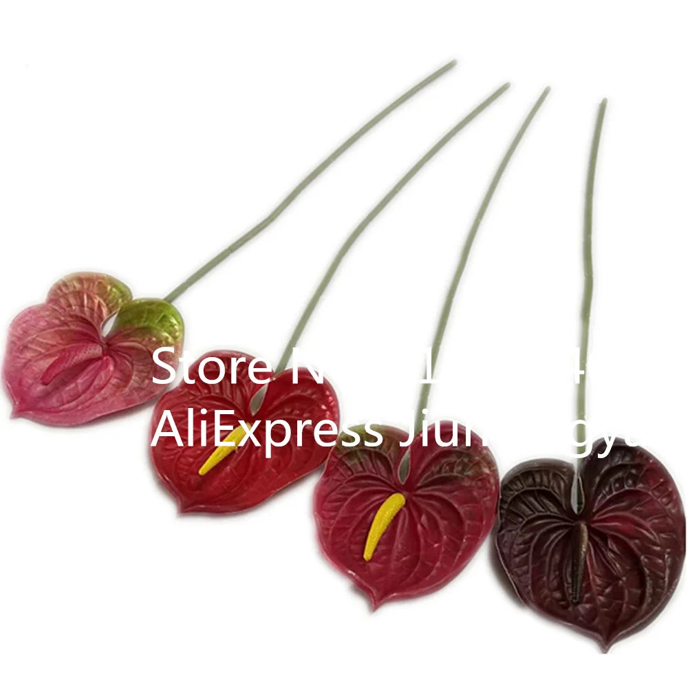 Burgundy Artificial Anthurium Stem 60cm | Faux Floral Branch Artificial Flower Stem Axl