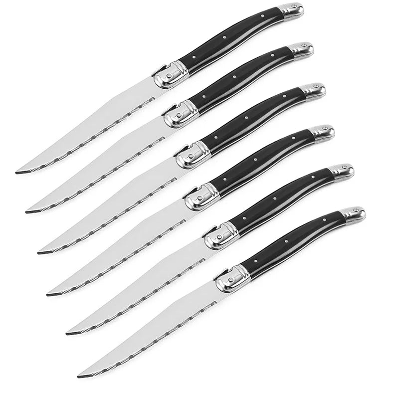 6-Piece Rainbow Steak Fork Set – Colorful Stainless Steel Flatware Steak Fork Set Axl 6 Black Knife