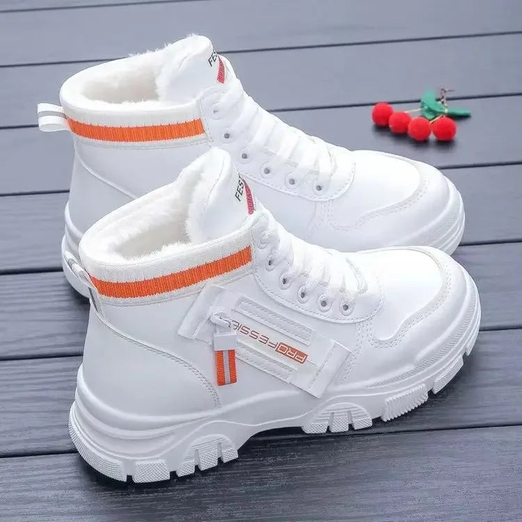 Women's Winter Ankle Boots – Plush Lace-Up Snow Sneakers Women's Ankle Boots Axl Orange women shoes 35